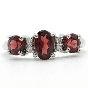 Platinum Ring Garnet 1.1ct Natural small Diamonds